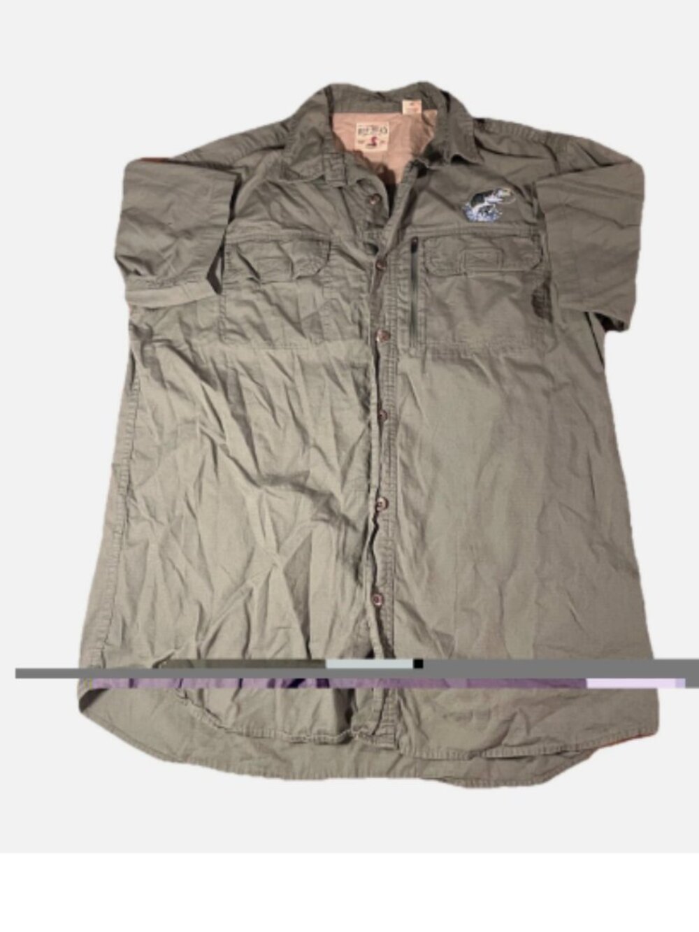 Redhead Shirt Mens Large Green Short Sleeve Button Up Pockets Bass Fishing